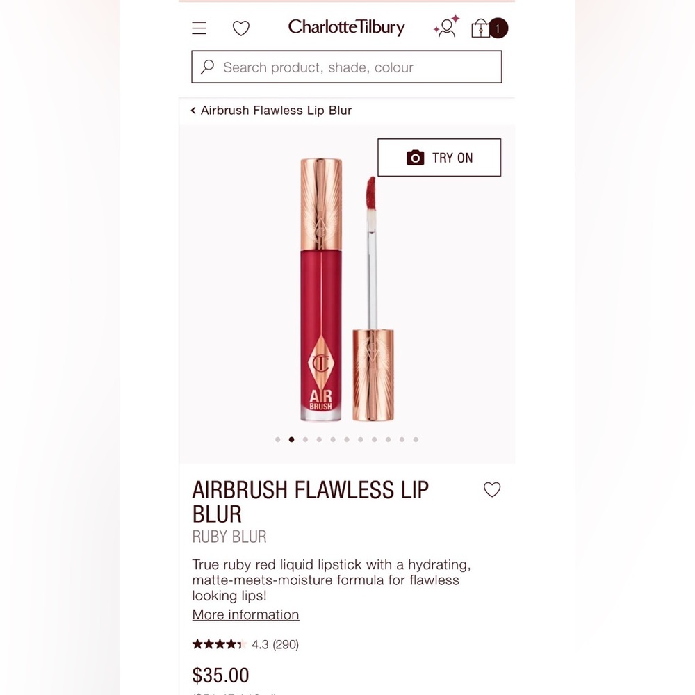 $35 Retail NIB Charlotte Tilbury Air Brush Liquid Lipstick - Picture 8 of 9